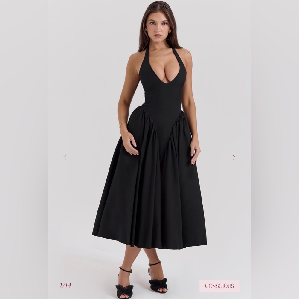 House of CB MARILYN
Black Twill Halter Midi Dress